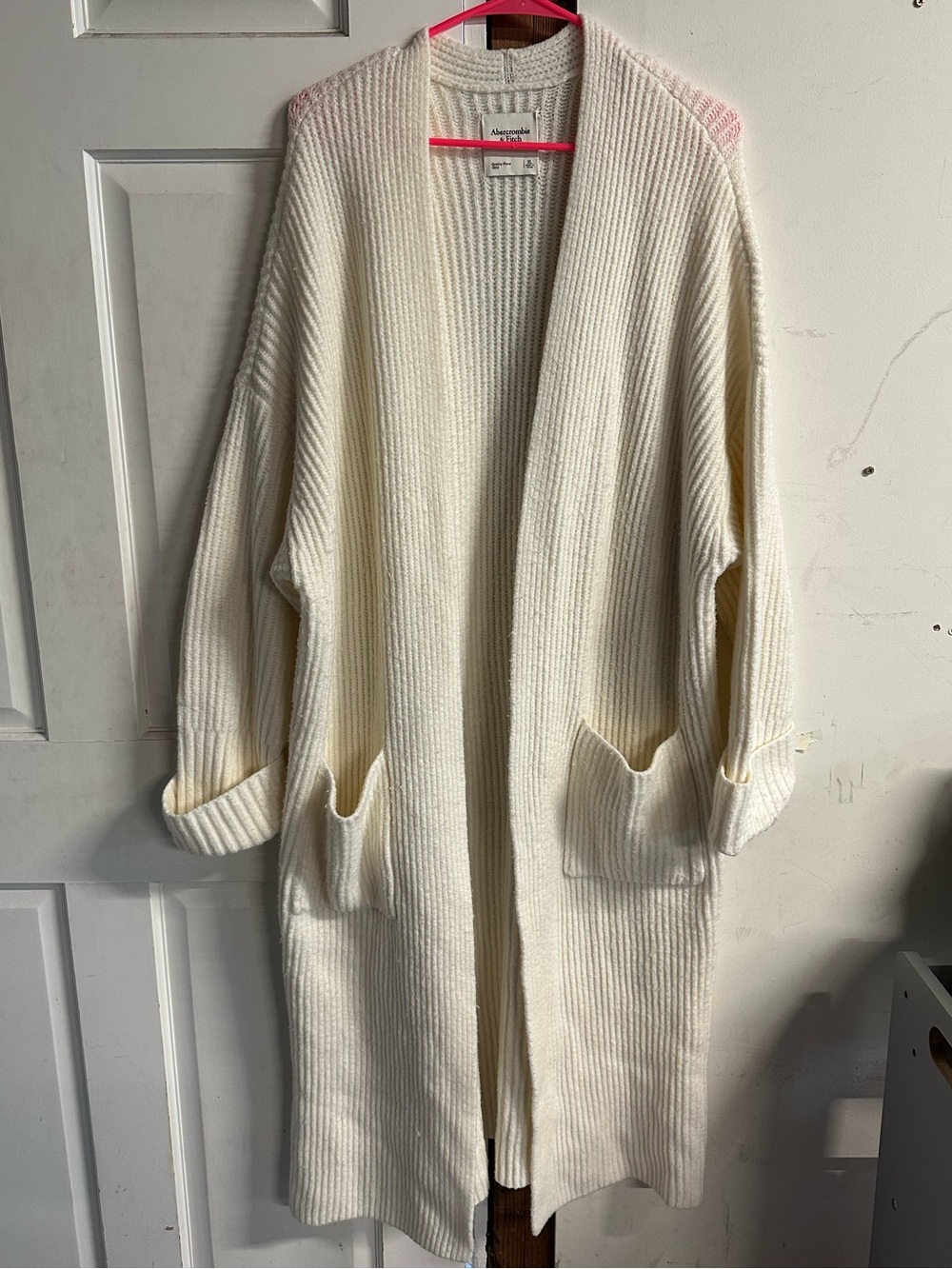 Abercrombie XL Cream Chunky Knit Long Cardigan Oversized Cozy Sweater